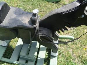 lot 15 image: Black wooden rocking horse...