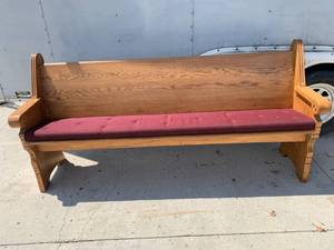 lot 52 image: Vintage Oak Church Pew 79 Long