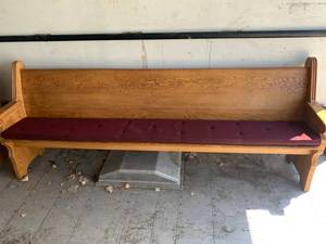 lot 53 image: Vintage Oak Church Pew 97  Long