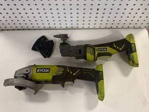 lot 78 image: Ryobi P570 & P4221 Multitool & Angle Grinder