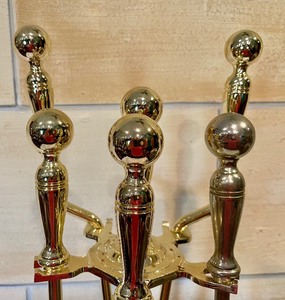 lot 113 image: Gold Fireplace  Tool Set