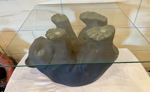 lot 138 image: Amazing Bear Cub Table with a Glass Top