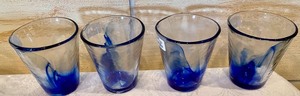 lot 164 image: Thick Cobalt Blue Accented Glassware
