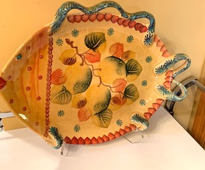 lot 4 image: Italian Ceramic Pottery Fish Platter & Pitcher