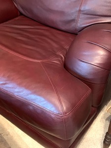 lot 3 image: Burgundy Chair and Ottoman
