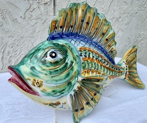 lot 213 image: Large Pottery Fish with a Stand