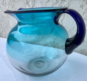 lot 260 image: Gorgeous Blue Glass Pitcher