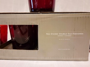 lot 15 image: Pottery Barn Red Etched Glassware