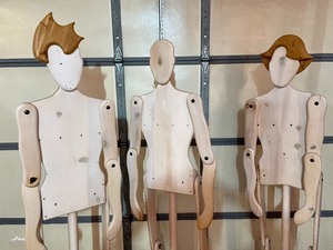 lot 356 image: 3 Life Sized Wooden Figures