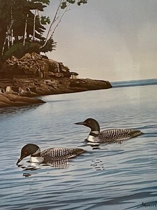 lot 284 image: Quiet Water-Loons Print by Ken Kunzer