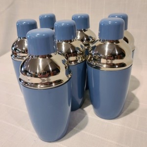 lot 77 image: Blue Pottery Barn Cocktail Shakers