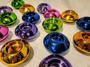 lot 82 image: Colorful Mercury Glass Votive Holders