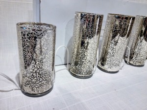 lot 317 image: Mercury Glass Electric Mantle Candle Set