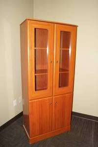 Wood Bookcase with Doors