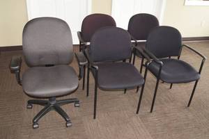 4 Lobby or Client Chairs, 1 Rolling Desk Chair