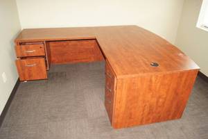 2 Piece Curved Front Desk with Drawers