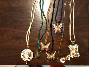 Antique Gold-Plated and Enamel  Butterfly Necklace Collection