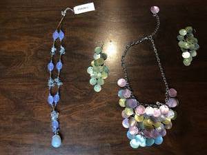 Mother Of Pearl Set and Sterling Silver and Semi-Precious Stone Necklace
