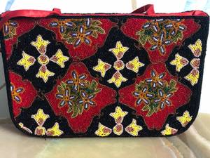 Red Glass Beaded Bag