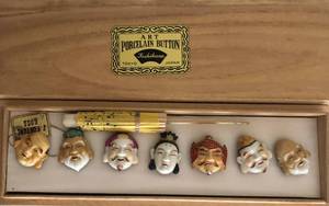 Seven Fortune Gods Porcelain Button Set by Toshikane