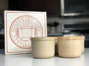lot 165 image: 4 Vintage Stoneware Oven Custard Cups still in Original Box
