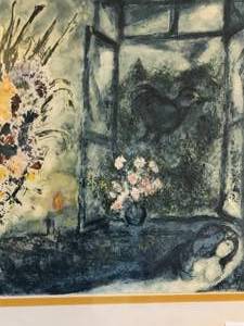 lot 148 image: Custom Framed Bouquet by The Window by Marc Chagall Print