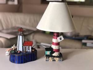 lot 321 image: Lighthouse Lamp & Lighthouse Sculpture (Valued $125)