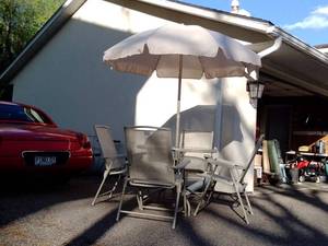 lot 107 image: 6 Piece Glass and Iron Lawn Furniture Set