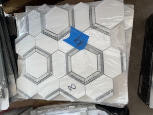 lot 16 image: Jeffrey Court Locket White 12 in. x 10.375 in. Hexagon Polished Marble Wall and Floor Mosaic Tile (0.864 sq. ft.Each)