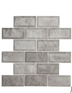 lot 22 image: Jeffrey Court Tundra Grey 2 x 4 Beveled 10 in. x 11.75 in. Interlocking Polished Marble Mosaic Tile (0.815 sq. ft.Each)