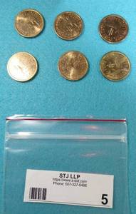 Lot of 6 Sacagawea dollars from 2000 and 2001