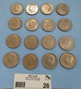 Group of 16 Kennedy Half Dollars from 1971 (10) 1972 (6)