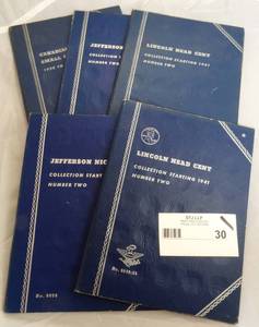 5 vintage coin books - partially filled - see pictures
