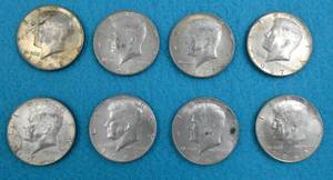 Group of 8 Kennedy Half Dollars from 1966-68  40% Silver