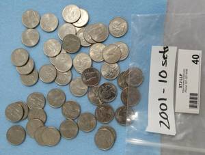10 Sets of 2001 State Quarters (50 Quarters total) NY, NC, RI, VT, KY