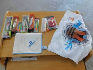 lot 29 image: New Fishing Lures  Fishing Hand Towels  Single-Stage Knife Sharpener