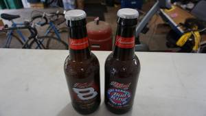lot 119 image: 2 Collectible Unopened Budweiser Racing Beer Bottles