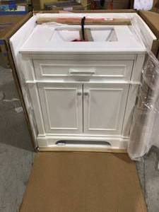 Home Decorator Melpark 30 in. W x 22 in. D Bath Vanity in White with Cultured Marble Vanity Top in White with White Sink (in good condition) (see all pictures)
