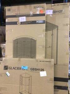 Glamour 36 in. x 76.40 in. Corner Drain Corner Shower Kit in White and Satin Nickel Hardware (see all pictures)