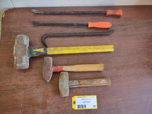 lot 383 image: (3) Hammers & (3) Pry Bars...