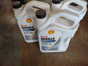 lot 607 image: (3) Gallons Shell Rotella T4 15W-40...
