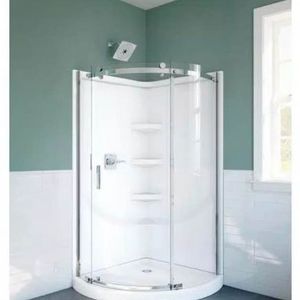 38 in. Wx72in.H Round Sliding Frameless Corner Shower Enclosure in Chrome the retail price is $510