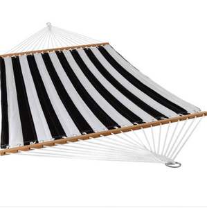 11-34ft.Quilted Double Fabric2-Person Hammock in Black and White