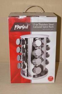 lot 125 image: Parini 17 Piece Stainless Steel Carousel Spice Rack