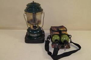 lot 59 image: Coleman Powerhouse Lantern and Bag with 2 Metal Water Bottles
