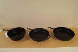 lot 69 image: 3 Cast Iron Pans