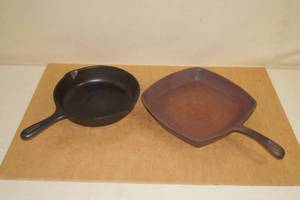 lot 66 image: 2 Made in USA Cast Iron Skillets