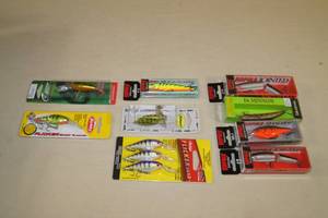 lot 53 image: NEW Fishing Lures - Rapala, Berkley, Daiwa