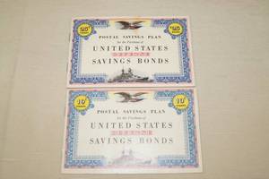 lot 49 image: Postal Savings Plan US Defense Savings Bonds Books with Stamps