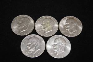lot 22 image: 5 Eisenhower Dollar Coins